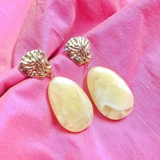 Classic Beige Drop Statement Earrings