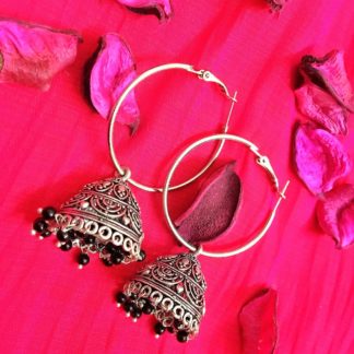 Akbar Inspired German Silver Hoop Earrings