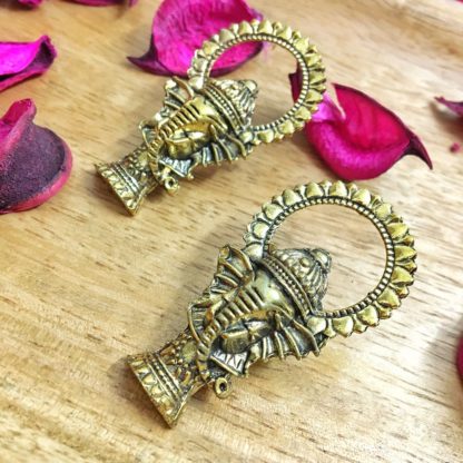 Golden Oxidized Ganesha Earrings 1