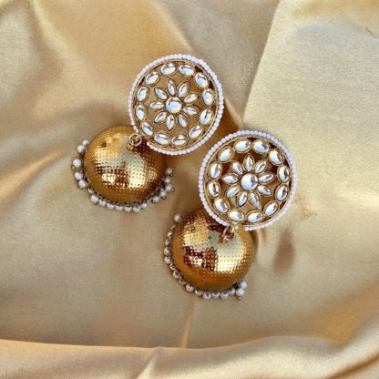 Dome Shaped Kundan Jhumkas 3