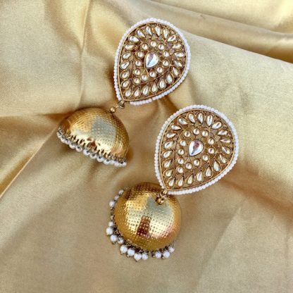 Tear Shaped Kundan Jhumkas 3