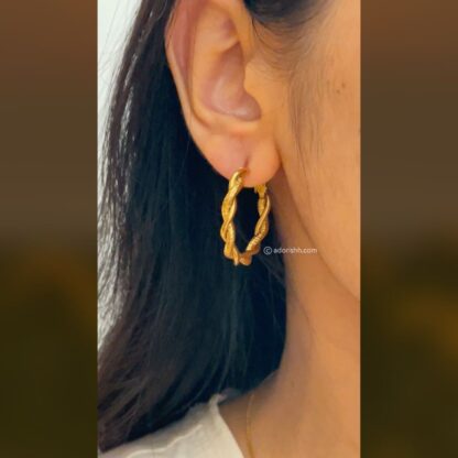 Hailey Twisted Hoop Waterproof Stainless Steel Earrings